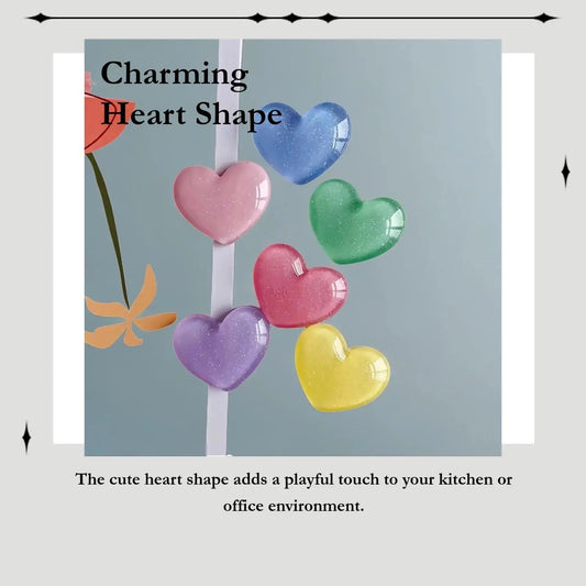 Cute Cartoon Heart Shaped Fridge Magnet, 6 Counts/set Decorative Magnet for Kitchen, Office Whiteboard, Locker & Dishwasher, Perfect Gift, Pastel, Decoration, Multicolor